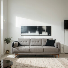 modern living room interior design with white sofa