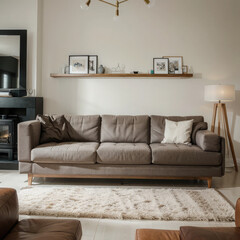 modern living room interior design with white sofa