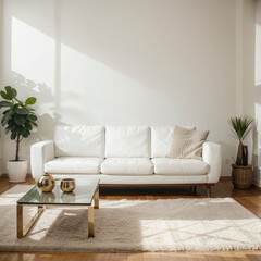 modern living room interior design with white sofa