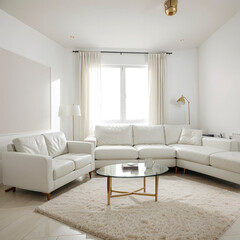 Fototapeta premium modern living room interior design with white sofa