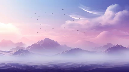 Photo sur Plexiglas Rose clair Soft purple pastel colour landscape . Background with mountain peaks.