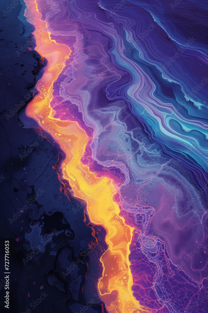 Poster surreal colorful abstract landscape. background image. created with generative ai technology