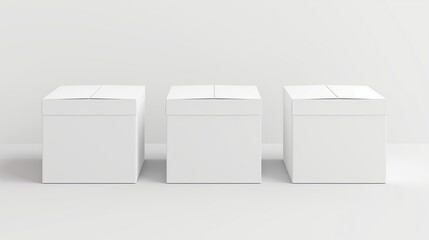 Mockup of three identical white boxes