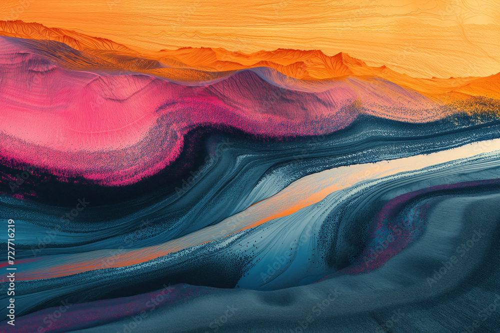 Poster surreal colorful abstract landscape. background image. created with generative ai technology