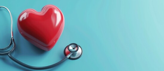 3d stethoscope Medical equipment with realistic heart shaped copy space background. Generated AI