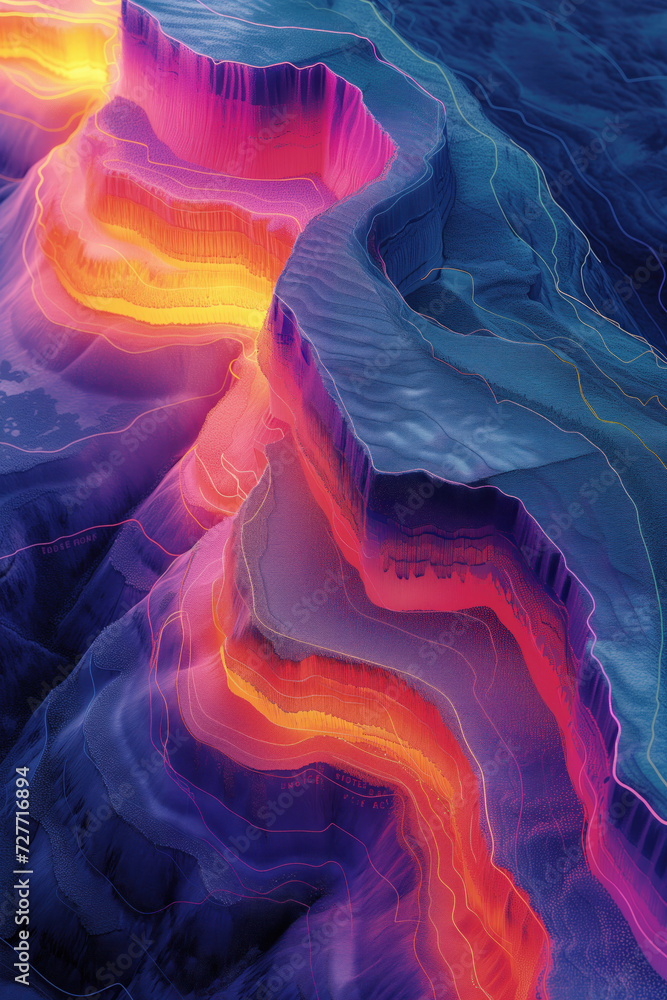 Poster surreal colorful abstract landscape. background image. created with generative ai technology