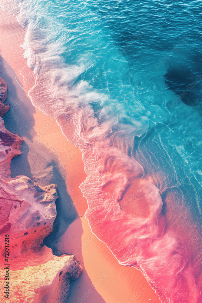 Poster surreal colorful abstract landscape. background image. created with generative ai technology