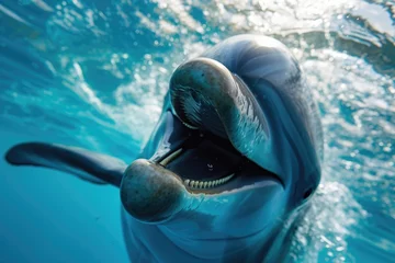Foto op Plexiglas Close-up view of the face and mouth of an Atlantic bottlenose dolphin (Tursiops truncatus)  © Straxer