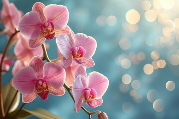 Naklejka na ściany i meble Lovely pink orchid with spectacular bokeh