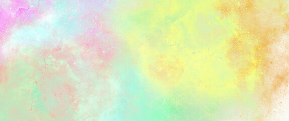 Obraz na płótnie Canvas abstract watercolor background colourful with nebula texture yellow green blue