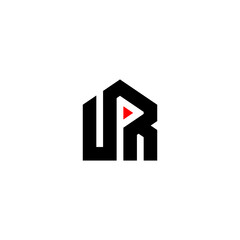 initial letter UR video house logo vector