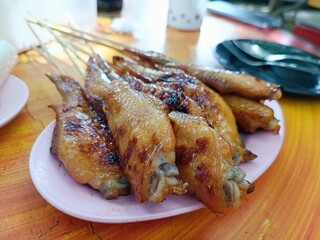 Grilled Chicken Wings on Skewers
