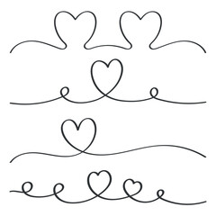 Heart shape doodle line banners