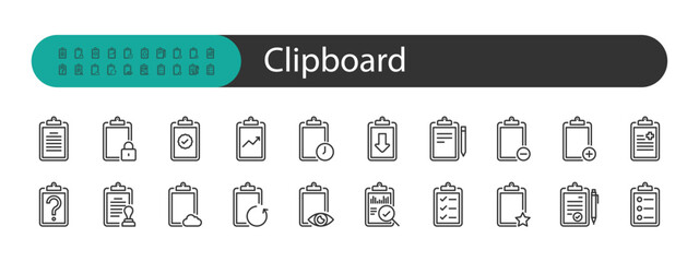 set of clipboard icons, report, business, research