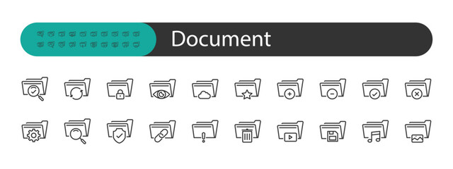 set of document icons, files, folders,