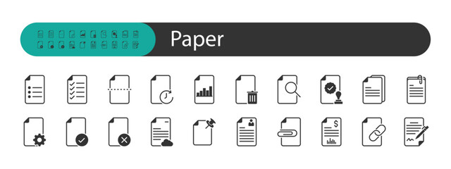 set of paper icons, document, office