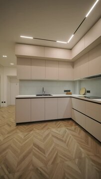Video 4K interior room design and decoration modern minimal style living and dining area studio apartment.
