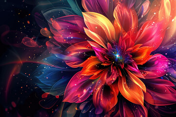 Colorful, abstract, futuristic, fantastic rainbow flower, as background or wallpaper, micro texture, botanical design.