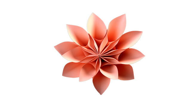 origami flower design on plain, Isolated on transparent PNG background, Generative ai