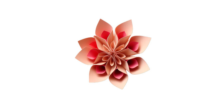 origami flower design on plain, Isolated on transparent PNG background, Generative ai