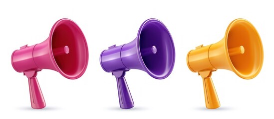 3d rendering colorful megaphones isolated on white background. Generated AI image
