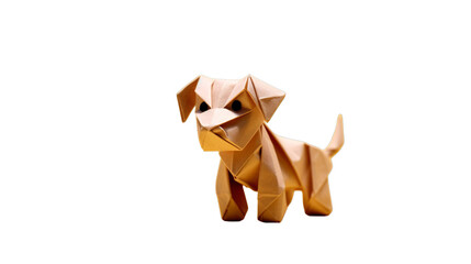origami Puppy 3d design on plain, Isolated on transparent PNG background, Generative ai