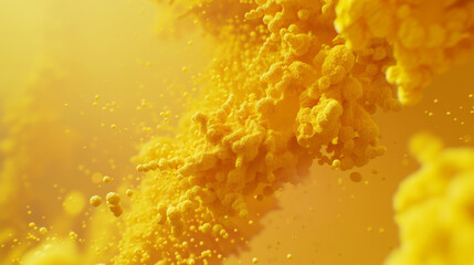 Abstract Macro View of Yellow Effervescent Reaction