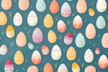 Colorful Easter Egg Extravaganza on Dark Background - Generative AI
