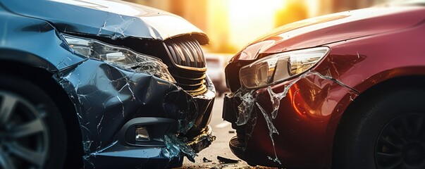 Damaged car on the road after car accident