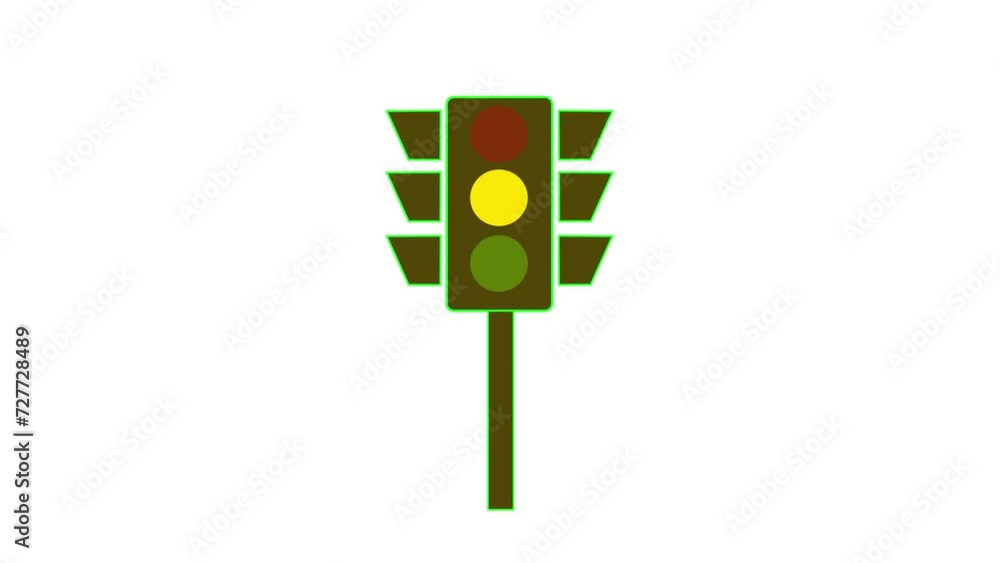 Poster traffic light signals icon animation. animation of a traffic light changing direction. traffic light