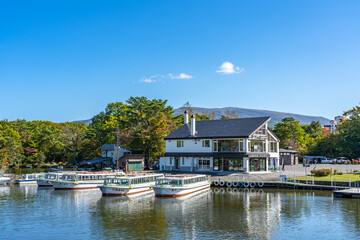 Onuma Quasi-National Park. Sunny day scenery landscape. Oshima Subprefecture, Town Nanae, Hokkaido, Japan