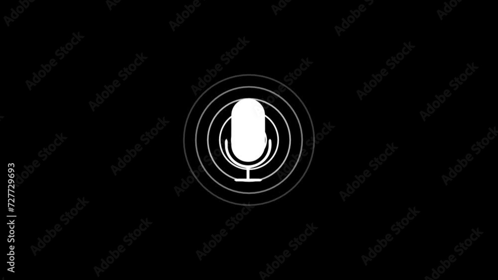 Aufkleber animation of white microphone and sound waves. audio listening microphone symbol icon animation.