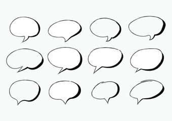 scribble hand draw set of doodle speech bubble vector element on white background