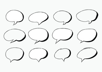Fototapeta premium scribble hand draw set of doodle speech bubble vector element on white background