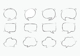 Fototapeta premium freefrom scribble hand draw set of doodle speech bubble box vector element on white background