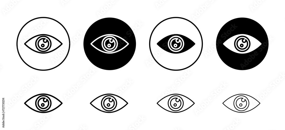 Poster visible vector icon set collection. visible outline flat icon.