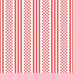 Seamless pattern with verticalt pink lines and dots