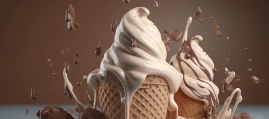 Foto auf Alu-Dibond splash of vanilla chocolate cone ice cream 34 © Nindya