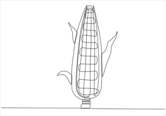 monochrome sketchy corn illustration drawn with one line.