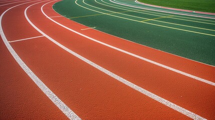 やや接写した、コーナー付近の陸上トラック