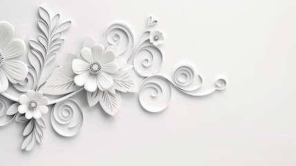 luxury white background with floral elements for banner - obrazy, fototapety, plakaty