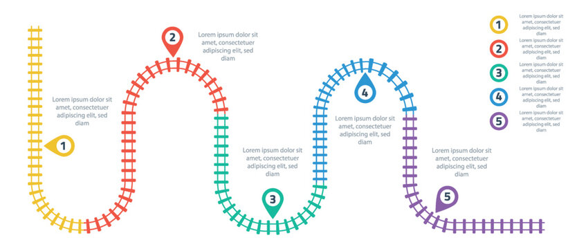 Railroad tracks, railway simple icon, rail track direction, train tracks colorful vector illustrations. Infographic elements, simple illustration on a white background.