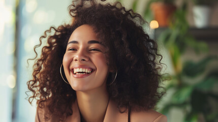 Office Vibes: Female Young Adult Laughing - Photo Realistic
