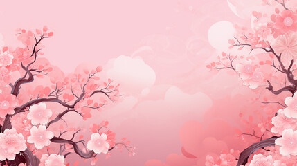 pink background like japanese paper cut style