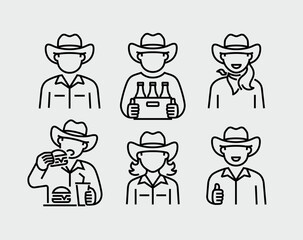 Cowboy Vector Line Icons