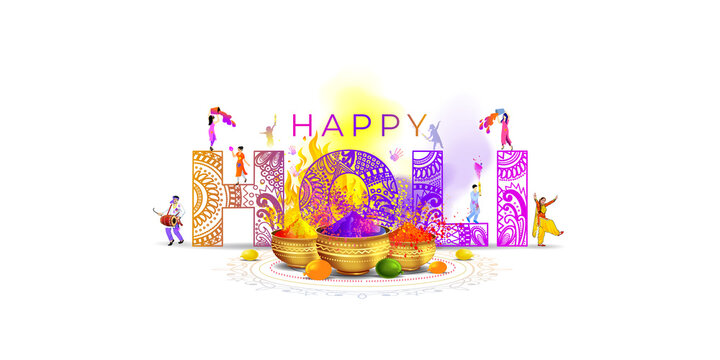 Happy Holi. Color festival background. Traditinal poster design for advertising marketing and food sale promotion.