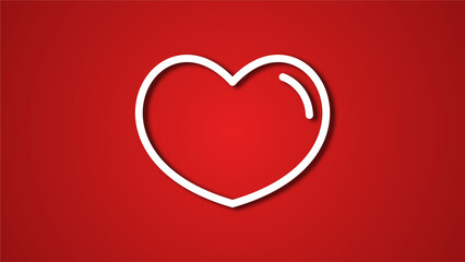 white line heart shape valentines day festival. on the red background.