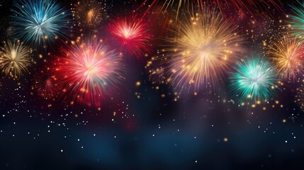 Fototapeta premium Colorful Firework Background with Space for Text. Ideal for Celebratory Events