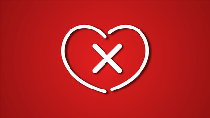 Obraz premium white line heart shape valentines day festival. on the red background.