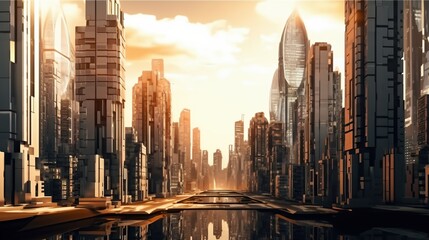 Urban, skyline, Smart cities advanced technology interconnected infrastructure futuristic